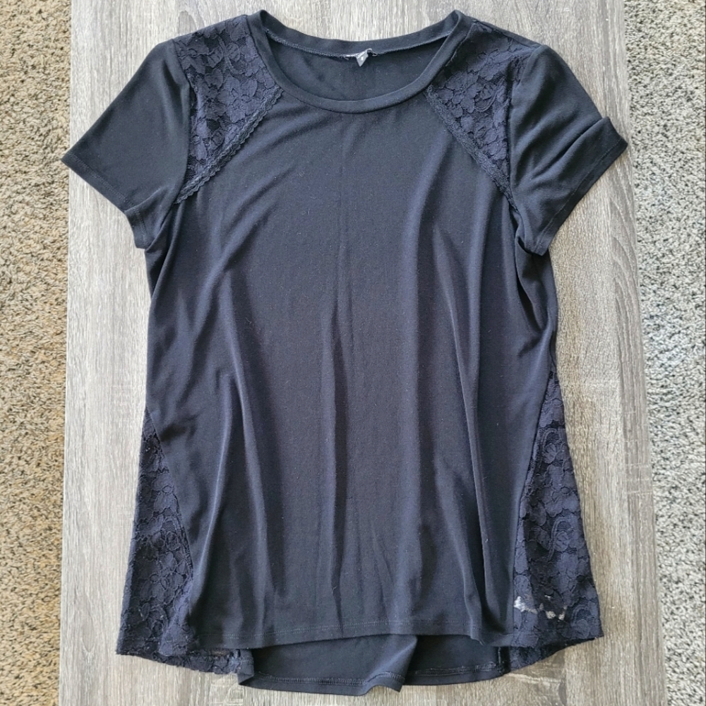 Express Black Lace Panel Top